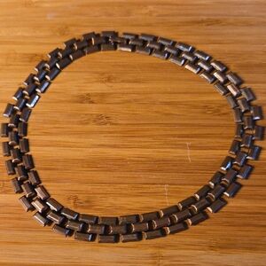 COPPER Art Deco Rectangle Link Choker Necklace